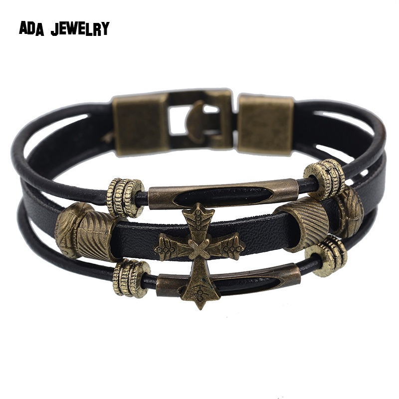 Whole European Punk Style Genuine Leather Braided Bracelet Dsc5815