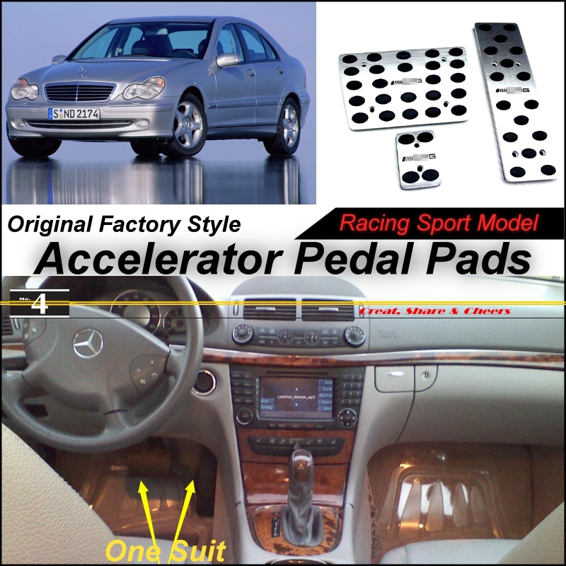 Car Accelerator Pedal Pad / Cover of Factory Model Design / Drill Type Install For Mercedes Benz C Class MB W203 2000~2007 AT