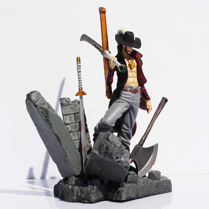 QWEIAS One Piece Dracule Mihawk Action Figure Anime Statues Action Character 3D Model Toy Dolls Desktop Decorations Collectibles Home Car Dashboard Gift Games Cool A-17CM