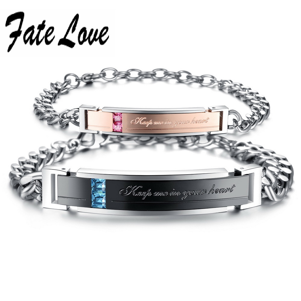 Fashion Stainless Steel Couple Bracelet  Lover 's Shinnging Crystal Love Bracelets With Extended Links GS752