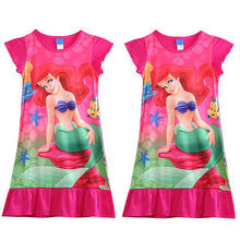 Hot New Little Mermaid Ariel Short Mini Dress Princess Girl Kids Pyjama Night Dress Gift