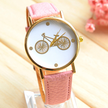 Moda envío gratis Casual mujeres relojes alta calidad de cuero del cuarzo watchesSimple patrón de la bicicleta reloj de vestir