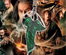 1pc jewelry cute Movie The Hobbit copy jade Emerald Dual purpose type Corsage Green leaf pendant necklace women 2016 eBay Hot