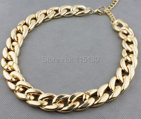 Vintage Silver Gold Rose gold Chunky Chain Necklace For Women Long Chian CCB Plastic Collar Necklace