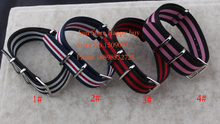 Wholesale !multicolor Durable Nylon Canvas Watch Bands Strap nato zulu men Sport watch Bracelet Outside Watchbands 24mm