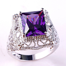 Wholesale Popular Popular Emerald Cut Amethyst 925 Silver Ring Size 9 New Design New Fashion Jewelry 2014 Gift  For Women