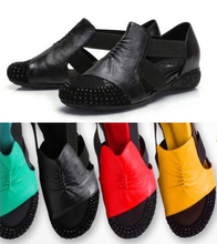 2015 spring and summer Women Sandals female flat heel rhinestone cutout elevator colorant match sandal plus size shoes 40 – 41