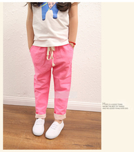 Free shipping new 2015 hot summer boys girls trousers kids harem pants children comfortable Cotton linen