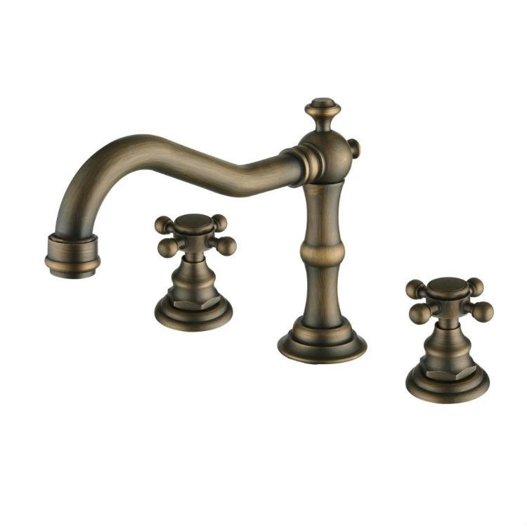 Free shipping 3 pcs Antique Brass Deck Mounted Bath Basin Sink Vanity Faucet  Water tap bath faucets torneira banheiro HJ-808