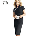 Classic High grade Women Vintage desgin Elegant Front Zipper Solid color Office work Party wiggles Bodycon