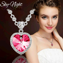 Fashion Titanic Ocean Heart Pendant Necklace For Women New hot Sale Crystal Rhinestone love Pendants Jewelry Gift