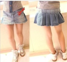 Factory direct 2015 new College wind pleated denim skirts girls