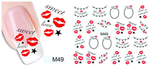 Beauty Top Sell Lips Nail Water Stickers Transfer Sticker Nail Art Water Decals Nails Wraps Temporary