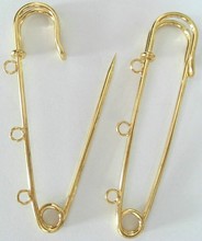 Iron Kilt Pins for Jewelry, Golden, DIY Material in Garment Decoration, Size: about 75mm long, hole: about 3mm