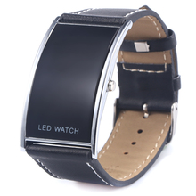 Luxury Fashion Steel Deluxe Slim Unisex Men Women Electronic Sport Casual Genuine Leather Wristwatches Watch Digital LED Display