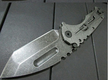Medford pretoriana todo el acero Stonewash manija de acero 440 hoja del cuchillo plegable, exterior cuchillo de caza