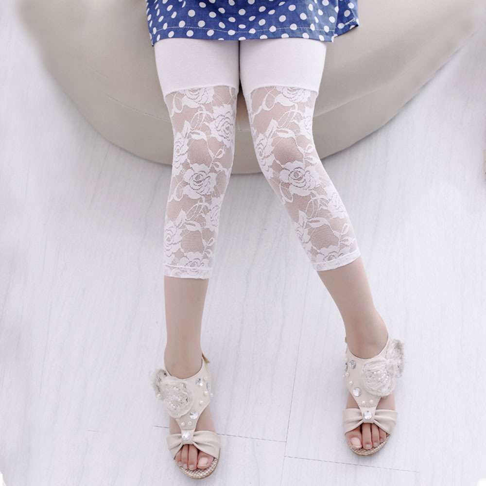 Baby Kids Girls Ballet Dance Lace Modal Leggings Cropped Capris Pants 2 7Y
