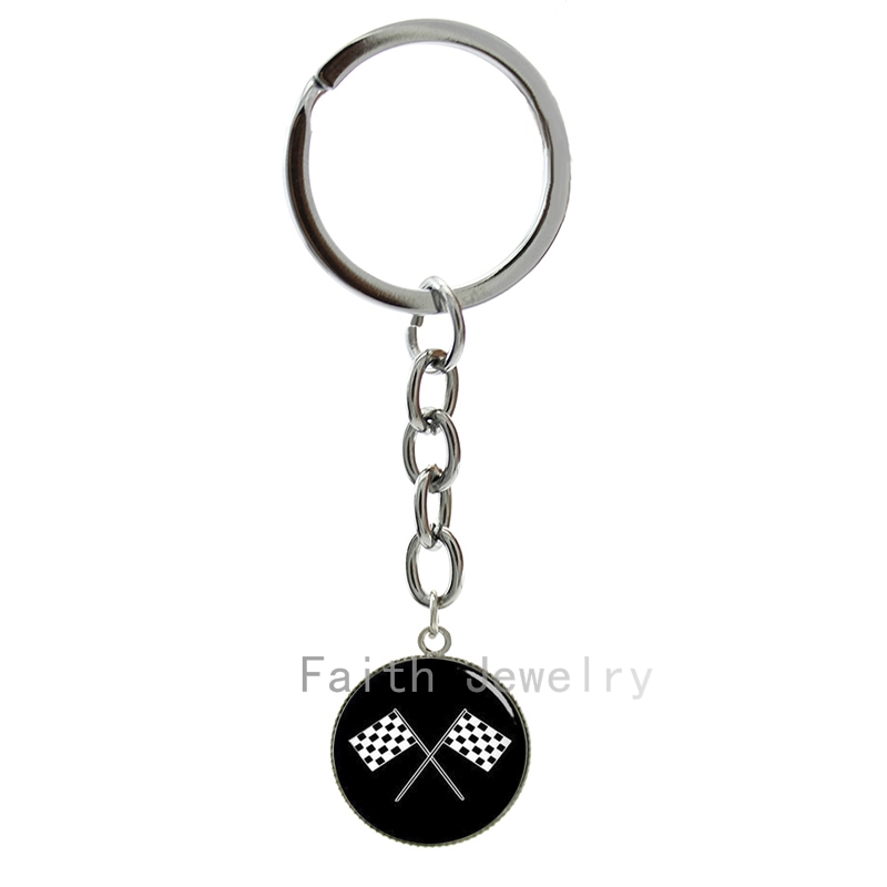 New arrived fashion sporty Racing font b Chequered b font Flag key chain black white checkered