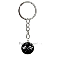 New arrived fashion sporty Racing font b Chequered b font Flag key chain black white checkered
