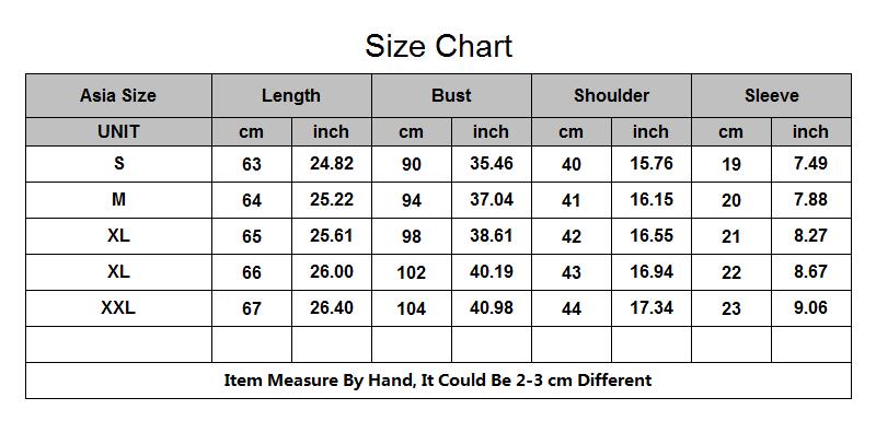 Asian T Shirt Measurement Chart