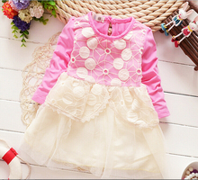 Promotion Baby Girls Dresses Robe princess Lace Flower Long Sleeve Baby Cotton Dress Clothing Baby Infant Dress trajes Infantil