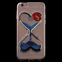 for iPhone 6 s/6 4.7-inch TPU Cases Mobile Phone Bag 3D Heart Shaped Liquid Glitter TPU Protective Shell Cover for iPhone 6s/6