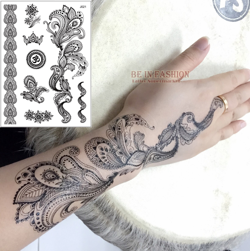 1 fiche black white henna taty faux dentelle autocollants 1 fiche black white henna taty faux dentelle autocollants
