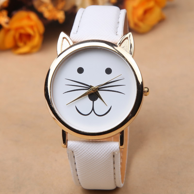 2015 Fashion GENEVA Dial Cat Watches Women Dress Watch charms Lady Casual Reloj Quartz Watches orologio