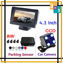 Park System Alarm BIBi Sound 4 Sensors 4.3 inch Auto TFT Screen Color monitor With CCD Rear View Camera Reversing Parking Assist