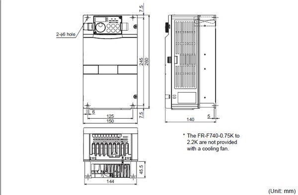 FR-F740-3.7K-CHT dimensions
