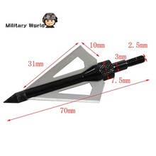 6pcs pack Hunting Shooting Tactical Archery Arrowhead Broadhead 100 Grain 3 Fixed Blades 2 Cutting Steel