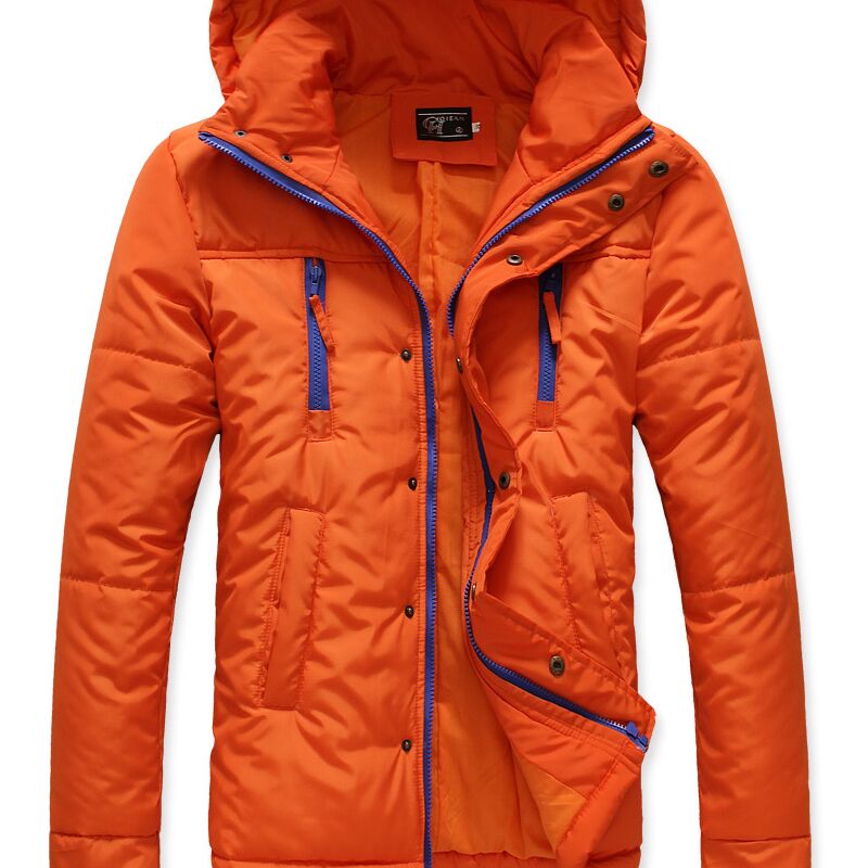 Men jacket coat cotton Clothes 2015 jacket Short paragraph lapel thick warm spell color hooded brand