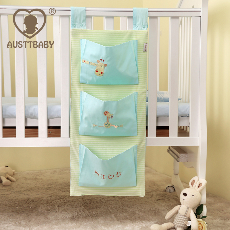 Brand Cotton Crib Organizer for Baby Bedding Set Newborn Baby Cot Bed Hanging Storage Bag Toy Diaper Pocket 8 Patterns in Stock