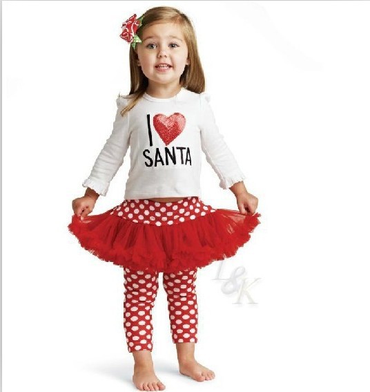 2013 baby girl Christmas suit clothes gilrs Christmas shirt and skirt set two pieces high quality 5set/lot free shipping