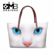 White Cat carry on handbag for Girls Animal summer hand bags Dog hand painted bags Nice Over the Shoulder bag for Women Outdoor