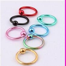 7 Color Imitation Rings Earrings Stainless Steel Body Piercing Products Allergy red green blue pink gold black septum