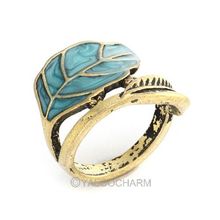 Mix Wholesale Cheap Jewelry Vintage Restore Ancient Ways Adorn Article Colored Glaze Leaves Ring for Women