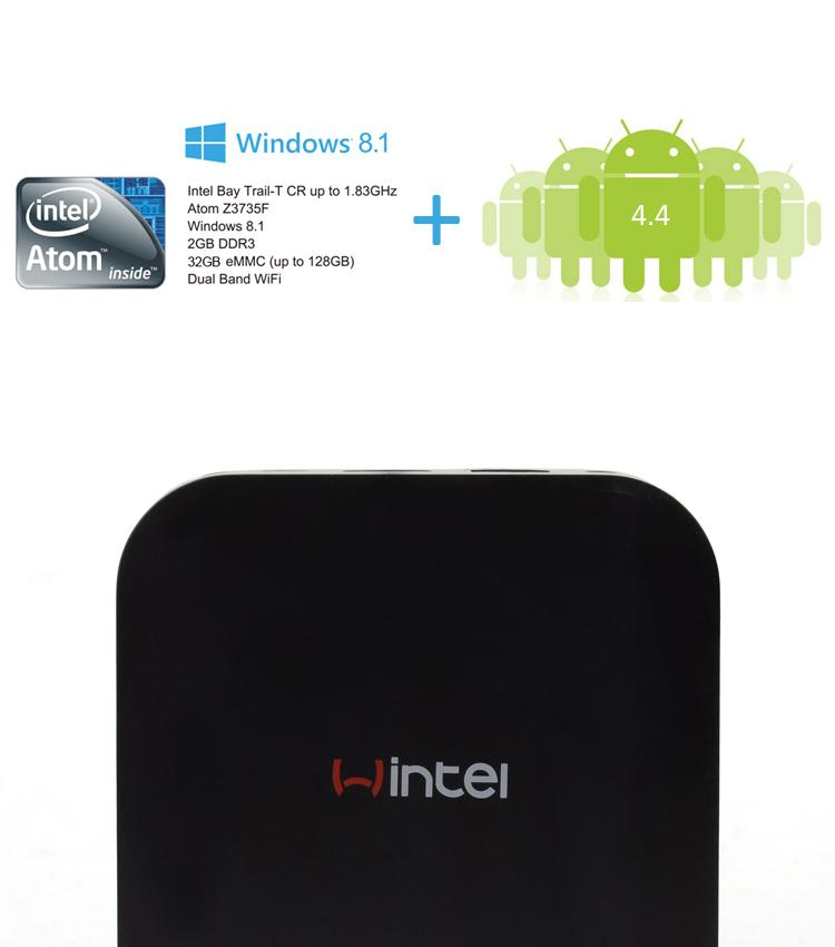 Wintel W8 Win8 mini PC Intel Atom Z3735F CPU smart computer 2GB DDR3 32GB ROM CX-W8 Intel TV box Dual OS windows 8.1