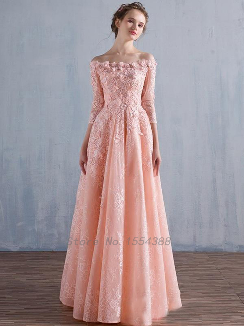 Wedding Coral Dresses For Wedding online get cheap coral wedding guest dress aliexpress com elegant sleeves evening floral off shoulder dresses formal vestido de festa de