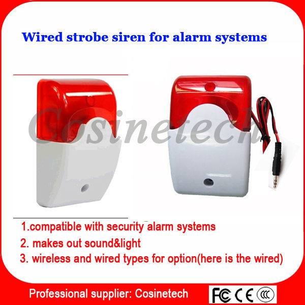 wired horn police siren with sound and light For Wireless wired Home Alarm Security Systems,indoor mini Wired strobe Siren
