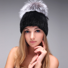 2015 Free Shipping mink hair and fox hair Hat Classic Knitted Fur Hat Women Fur Cap Head Warmer Winter Beanie Headgear Headdress(China (Mainland))