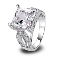 Wholesale Sublimate Saucy Emerald Cut White Topaz 925 Silver Ring Size 7 8 9 10 New Fabulous Free Shipping