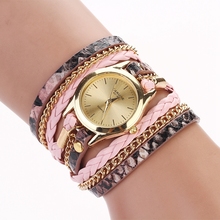 77 Fashion Hot Sell New Woven Leopard Geneva Bracelet Wristwatch Women Dress Watches Women Luxury Brand