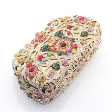 2015 New Year Gift China A Grade Crystal Evening Party Women Clutch Purses Wedding Rhinestones Metal