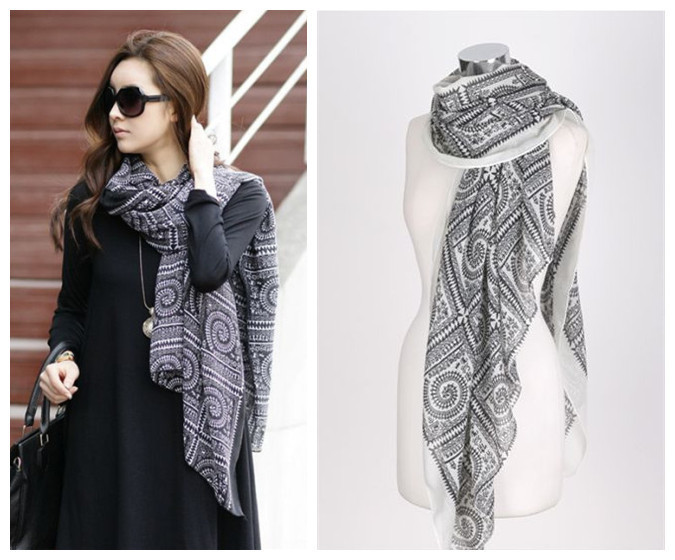fashion high quality ancient folk style circle lattice scarf shawl cotton women s Scarves Wholesale price