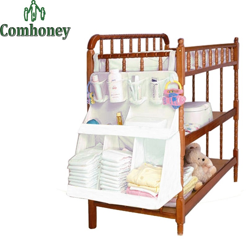 Baby Crib Storage Bag Baby Bed Diapers Organizer Hanging Laundry Bag Portable Storage Bedding Set Diaper Pocket for Cribs