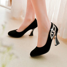 2016 women shoes High-heeled fashion Slip-On Asakuchi solid Spring Autumn shoes high quality black blue red women’ pumps 31-43