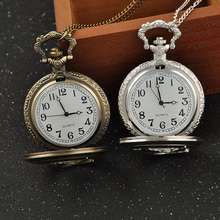 New Fashion Antique Bronze Steampunk Round Pocket Watch Necklace Relogio De Bolso Bird Quartz Analog