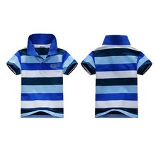 New 2015 Summer Fashion 1 7Y Child Baby Boy Stand Collar Striped T shirt Casual Kids