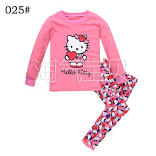 Fashion girl’s clothing set spring cotton baby girls sets children’s pajamas suit sleepwear cartoon print t-shirts+pants